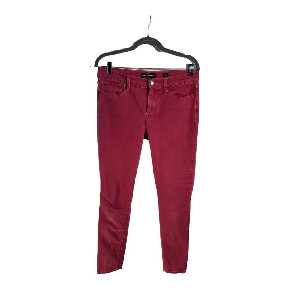Lucky Brand Women’s Red Ava Skinny Mid Rise Medium Wash Denim Stretch Jeans 4/27